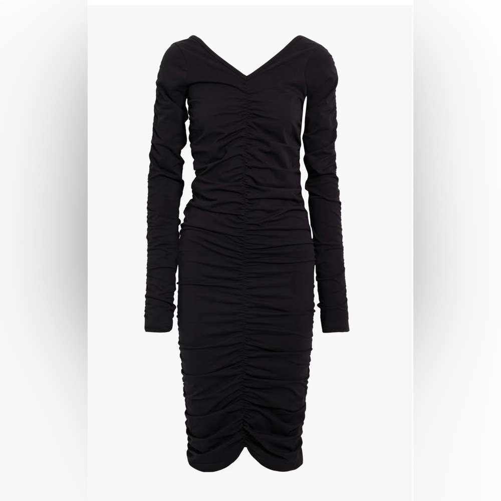 Helmut Lang Black Ruched Midi Dress XS/S - Picture 3 of 5